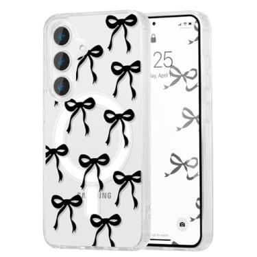 Imagem de UEEBAI Capa magnética para Samsung Galaxy A17 5G, capa de arco compatível com MagSafe, fita fina sem fio, estética, capa protetora antiamarelamento à prova de choque para mulheres e meninas - preta
