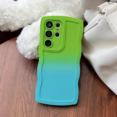 Imagem de Capa com pulseira curva gradiente para Samsung Galaxy S23 S24 Ultra S21 S22 Plus S20 Fe A54, suporte para pulseira, capa macia (para S20 Ultra/GreenBlueDK)