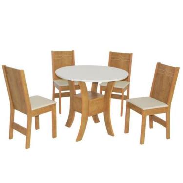 Imagem de Conjunto Mesa Redonda Maya com 4 Cadeiras - São Carlos - Moveis Sao Ca