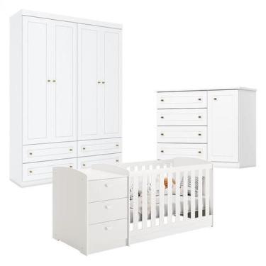 Imagem de Quarto Infantil 4 Portas Mississipi e Berço Multifuncional Atlanta Bra