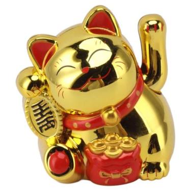 Imagem de Gato Da Sorte Chinês Dourado Maneki Neko - YA Variedades