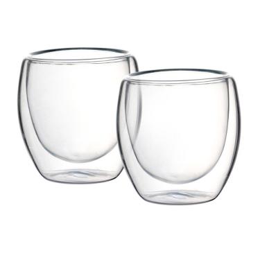 Imagem de Jogo 2 Copos Café Parede Dupla De Vidro Boro 80ml Class Home