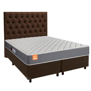 Imagem de Cama Box + Colchão Queen D23 Pro Inducol + Cabeceira Estofada