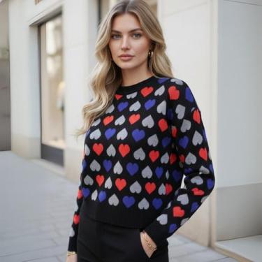 Imagem de Blusa Tricot Coração Manga Longa - Vitrine Collection, Laranja, U