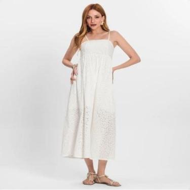 Imagem de Vestido Feminino Midi Laise Romântico Algodão Elegante Festa-Feminino