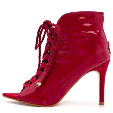 Imagem de Sandália Lisa Ankle Boot Feminina Moda Casual Fashion Fechada Salto e Bico Fino Com Cadarço