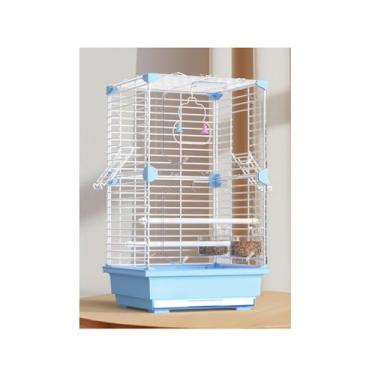 Imagem de Gaiola para pássaros, papagaio, pássaro, acrílico, visualização de paisagem, chassi aprofundado, fácil de limpar, ninho de pássaro (azul)