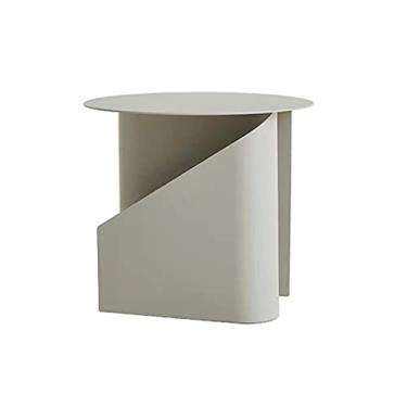 Imagem de Mesa de centro de design simples, mesa de centro redonda de ferro forjado, mesa de armazenamento, mesa lateral industrial de chá, usada no quarto, sala de estar, sala de jantar, mesa de coquetel, mesa
