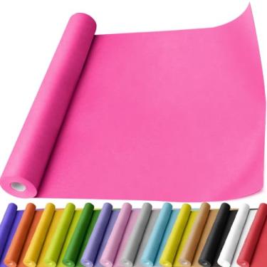 Imagem de PerkHomy Rolo de papel kraft vermelho rosa 44,5 cm x 1,930 cm (63') para embrulho buquê de flores arte pintura artesanato embalagem envio 80GSM 25 kg (rosa vermelha, 44,5 cm x 63')