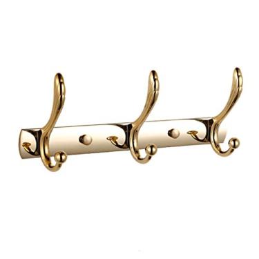 Imagem de URGDWEKJY Cabideiro montado na parede cabide de metal montado na parede gancho para roupas gancho de toalha gancho de casaco pendurado na parede banheiro cozinha quarto cabide de parede (ouro 1)
