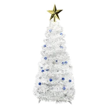 Imagem de Árvore de Natal de 58 cm com estrelas, mini árvore pequena branca para apartamentos e casamentos em sala de aula (azul)