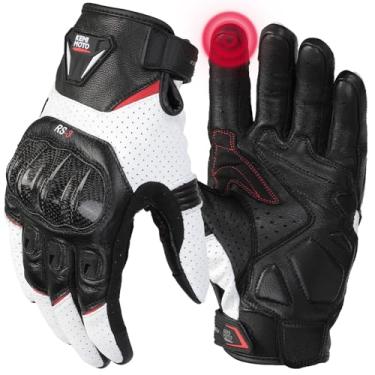 Imagem de KEMIMOTO Luvas de couro de carneiro para motociclistas, luvas protetoras de motocicleta para motocross, motocicleta, bicicleta, corrida, quadriciclo, UTV