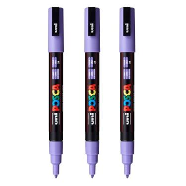 Imagem de posca Marcadores de tinta à base de água PC-3M, ponta fina reversível (0,9-1,3 mm), lilás, 3 unidades