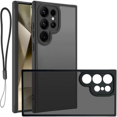 Imagem de USTIYA FG Capa para Samsung Galaxy S24 Ultra Case Matte Acrílico Uso Resistente Protetora de Câmera Capinha Acessórios para Celular com Cordão Preto