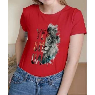 Imagem de Camiseta Camisa Adulto Feminina Masculina Algodão Yeshua Leão Moda Gos