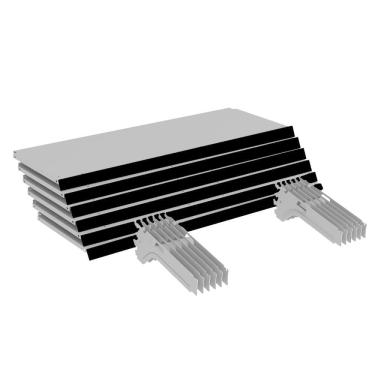 Imagem de Kit 6 Bandejas Gondola Ponta FIT 40 Branco 6X 30x78 Pe Preto