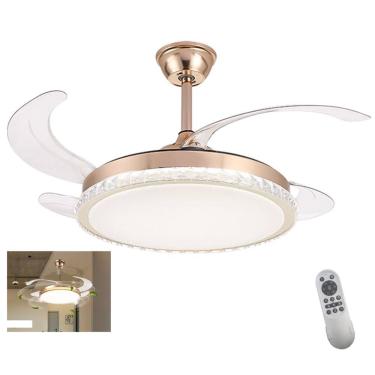 Imagem de Ventilador de Teto Lampada Led 3 em 1 Grande Pa Retratil Controle Velocidade Ajustavel Casa Trabalho Silencioso Moderno