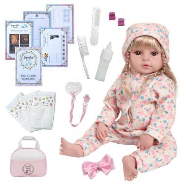 Imagem de Bebê Reborn Boneca Menina Princesa Bolsa Kit Acessórios - Cegonha Rebo