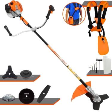 Imagem de Roçadeira Vulcan VR520H 52cc 10.000rpm 2,5HP de Potência Multifunções Com Carretel e Faca 3 Pontas + Faca 2 Pontas + Faca 80 Dentes + Escova de Aço