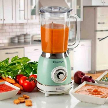 Imagem de Liquidificador Copo De Vidro Vintage Retro Verde Água 220V