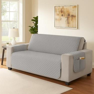 Imagem de Protetor de Sofá 2 Lugares Pequeno com Bolso Porta Objetos  Microfibra