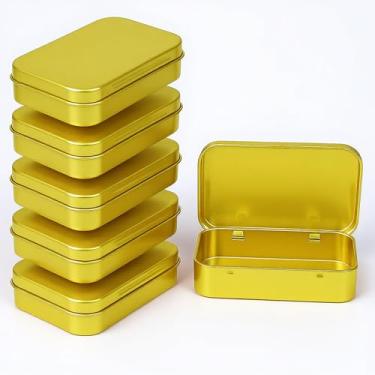 Imagem de Pequena caixa de metal com tampa, latas de metal com tampas, lenços, recipiente de armazenamento, mini caixa portátil, lata articulada vazia, para organizar jarra de doces de menta, costura (dourado