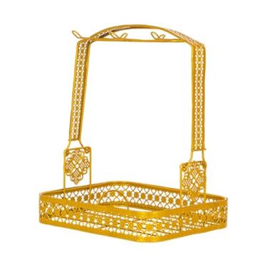 Imagem de ＫＬＫＣＭＳ Escorredor de copos para secar copos, suporte de metal para presente, economiza espaço no escritório para 6 xícaras, acessórios organizadores de, Quadrado Dourado