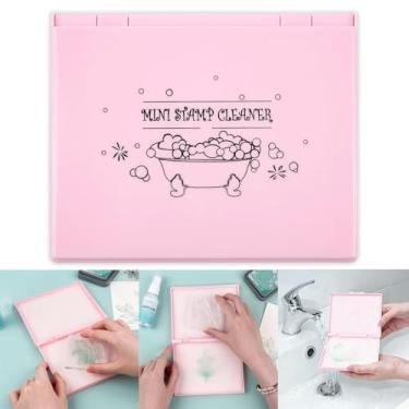 Imagem de Briartw Esfregador de carimbos para carimbos, almofada de limpeza de carimbo de dupla face com cerdas sintéticas, ferramenta de estampagem de 14 x 12 cm para limpeza de aderência, espuma e carimbos