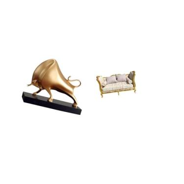 Imagem de Fenteer Escultura de Touro, Decoração para Casa, Artesanato de Mesa, Estátua Abstrata de Boi, Estatueta de Gado para Mesa, Sala de Estar, Quarto, Entrada, Cas