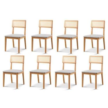 Imagem de Kit com 8 Cadeiras de Jantar Ava com Encosto de Telinha - Zurc Decor