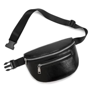 Imagem de Pochete de couro para mulheres e homens, bolsa tiracolo moderna, bolsa de viagem, Vintage-preto