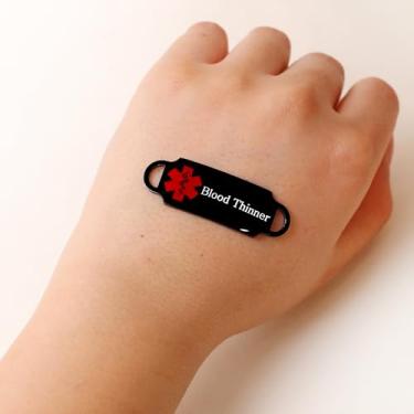 Imagem de Joias intercambiáveis com pulseira de fecho de lagosta duplo, corrente ajustável com pingente de contas de vidro de 8 mm com identificação médica e pulseiras de alerta de emergência para mulheres