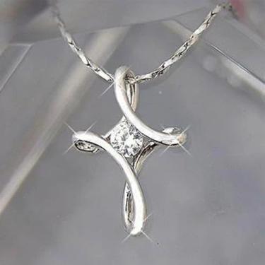 Imagem de Colar com pingente infinito para mulheres, banhado a prata, zircônia cúbica, ajustável, moderno, delicado, simples, minimalista, joia com strass, presente para formatura, casamento, noivas