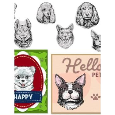 Imagem de 6 carimbos transparentes para fazer cartões, bichon husky, poodle, carimbos de borracha transparente para filhotes, selos de borracha transparente para animais, faça você mesmo, álbum de fotos, álbuns