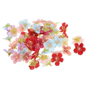 Imagem de Cabeças artificiais de flor de cerejeira de 2,5 cm, pacote com 50 cabeças de flores falsas de flor de cerejeira de seda para decoração de buquê floral de casamento, faça você mesmo, várias cores