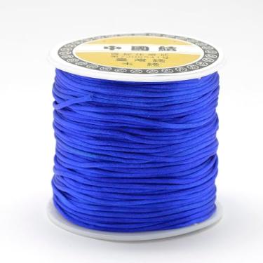 Imagem de 1 rolo de fio de nylon de 1 mm, cordão de cetim de rabo de rato, material para fazer você mesmo, cordão de nylon para colar, pulseira, joias, artesanato feito à mão, 70 m)/rolo (azul)