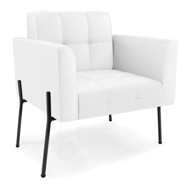 Imagem de Poltrona Pé De Ferro Preto Para Sala Elisa Corino Branco D03 - D'rossi