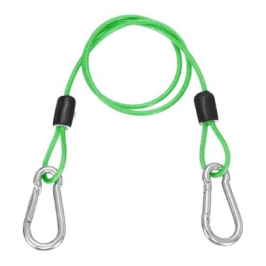 Imagem de PATIKIL Cabo de aço de segurança de 0,5 m (50 cm) com gancho de pressão, 1 peça de corda de fio flexível de laço duplo revestido de PVC, corrente de segurança para bagagem de viagem ao ar livre, verde