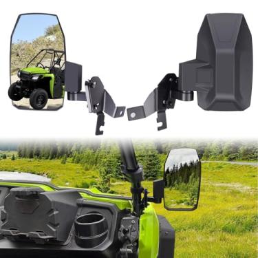 Imagem de CUSAUTV Espelhos laterais retrovisores compatíveis com Honda Pioneer 520 2021-2025; 2015-2023 Pioneer 500 acessórios espelhos laterais convexos dobráveis de alta definição ajustáveis (2 peças)