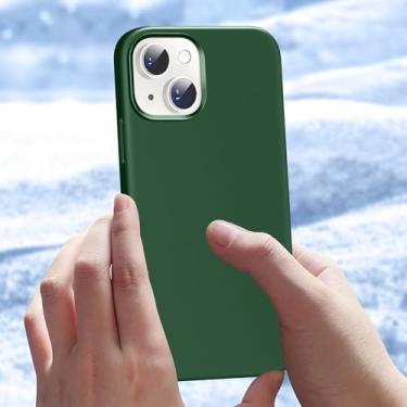 Imagem de Capa para celular compatível com iPhone 14 Plus de 6,7 polegadas, de silicone líquido fino, 4 camadas, capa protetora com forro de microfibra antiarranhões (verde alpino)