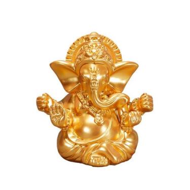 Imagem de Estátua de escultura Ganesha Elephant God Resin 8,6x6,6x9,5cm - yiweis