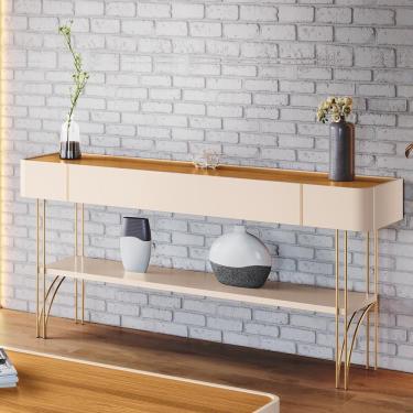 Imagem de Aparador Buffet Vivant Com Pés Em Aço Off White/cinamomo