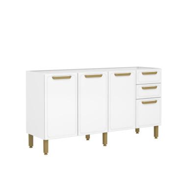 Imagem de Balcão De Cozinha Em Aço 160cm 4 Ptas 2 Gav Bella Bertolini Branco