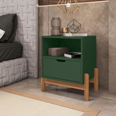 Imagem de Mesa de Cabeceira 1 Gaveta com Nicho - Design Moderno sem Puxador(Verde Olivia)