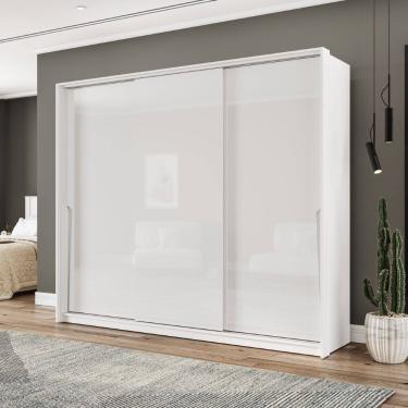 Imagem de Guarda Roupa Roupeiro 3 Portas de Correr 4 Gavetas Porto Branco Politorno Móveis