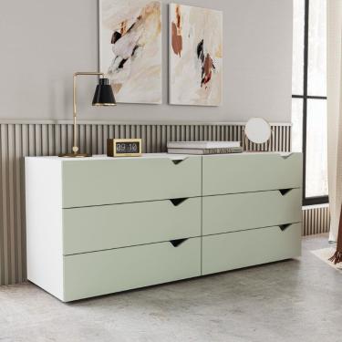 Imagem de Cômoda 6 Gavetas Porto Branco Verde Politorno Móveis