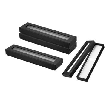 Imagem de Caixa de presente de caneta, pacote com 4 estojos vazios de papelão com janela transparente, caixa de apresentação de caneta para lápis, esferográfica, joias, escritório, preto