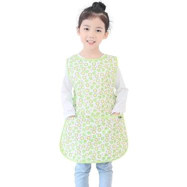 Imagem de Avental infantil Plie impermeável sem mangas com bolsos para idades de 1 a 8 anos da Plie, Green Orange, Medium