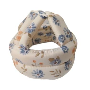 Imagem de menolana Chapéu de proteção contra quedas para idosos, chapéu protetor macio, capacete protetor para parques, idosos, compras, enfermagem, Flor-azul