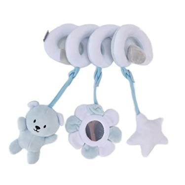 Imagem de GOWENIC Brinquedos de Pelúcia para Carrinho de Animais, Brinquedos Pendurados para Carrinho de Berço de Atividade Em Espiral, Melhoram a Coordenação Mão-olho, para Bebês de 1 Mês ou Mais, Formato Bonito, Viagem Portátil (Urso Azul)